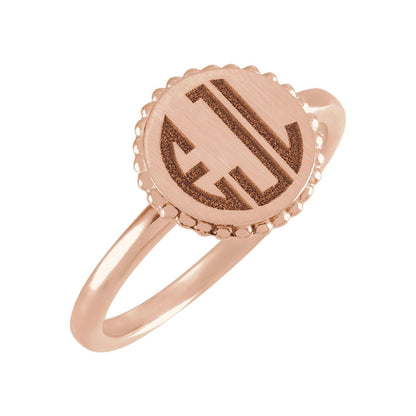 Engravable Beaded Signet Ring