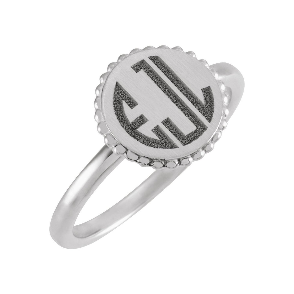 Engravable Beaded Signet Ring