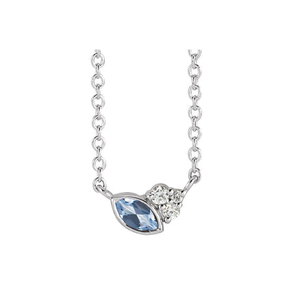 14K White Gold Natural Aquamarine & .03 CTW Natural Diamond 18" Necklace