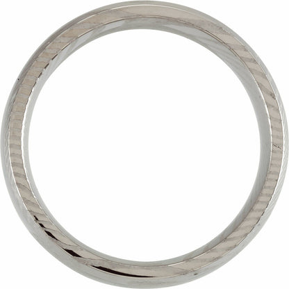 Damascus Steel Beveled-Edge Comfort-Fit Band