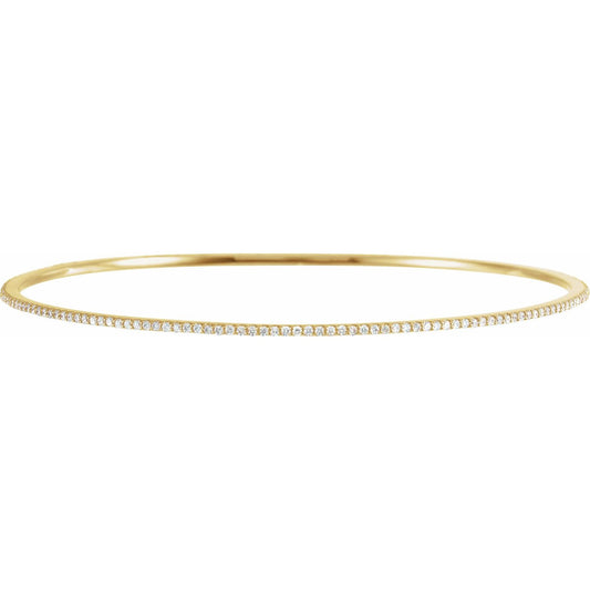 14K Yellow Gold 1 CTW Natural Diamond Stackable Bangle 8" Bracelet