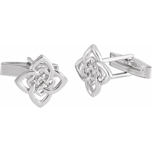Sterling Silver 16.2x12. Celtic-Inspired Cuff Links