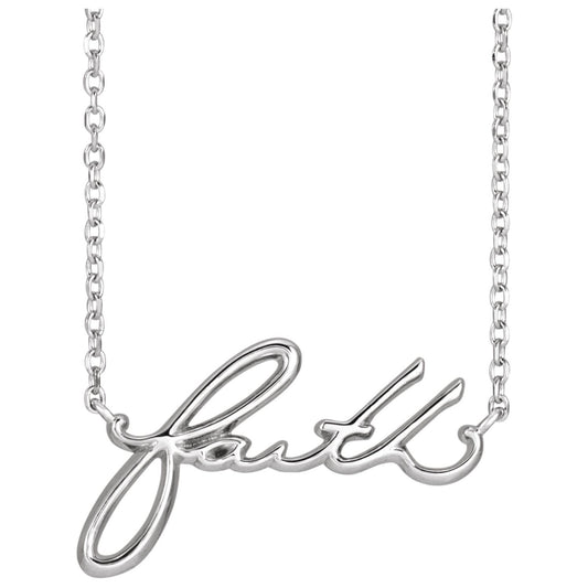 Sterling Silver Faith 18" Necklace