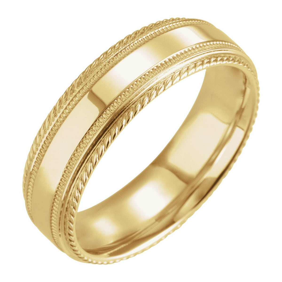 Milgrain Rope Stepped-Edge Comfort-Fit Band