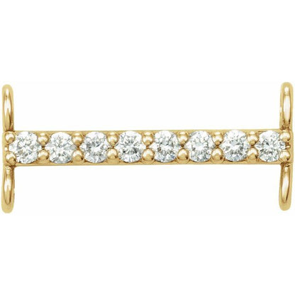 .07 CTW Natural Diamond Bar Link, 2.3 mm x 12.7 mm, Accented