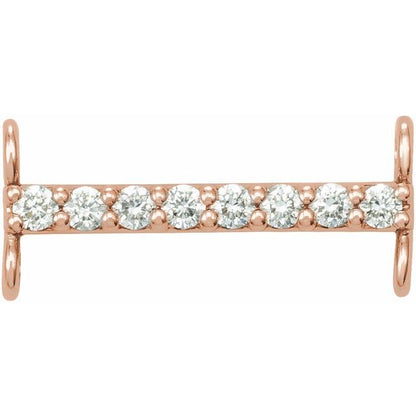 .07 CTW Natural Diamond Bar Link, 2.3 mm x 12.7 mm, Accented