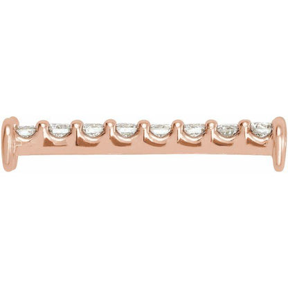 .07 CTW Natural Diamond Bar Link, 2.3 mm x 12.7 mm, Accented