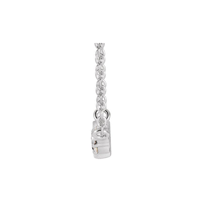 14K White Gold Natural Aquamarine & .03 CTW Natural Diamond 18" Necklace