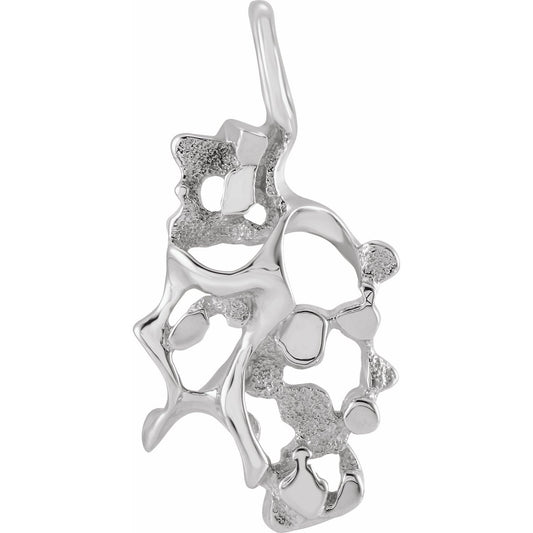 14K White Gold 38x21 mm Nugget Pendant