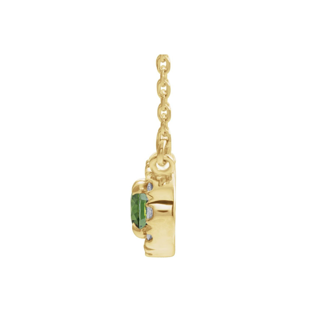 14K Yellow Gold 7x5 mm Natural Peridot & 1/6 CTW Natural Diamond 18" Necklace