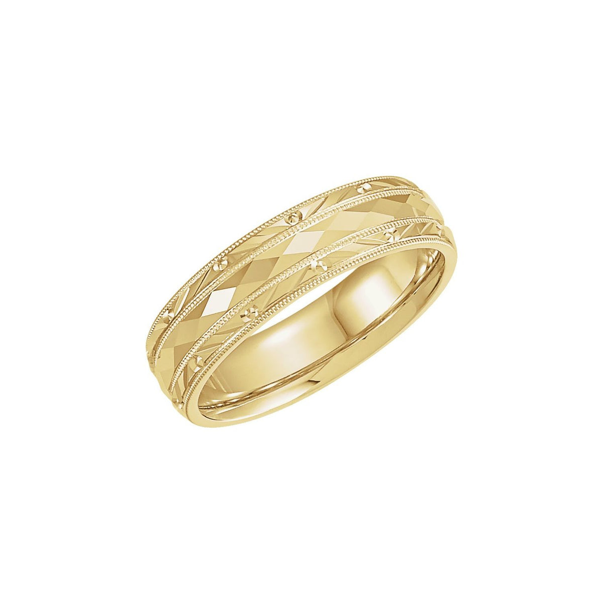 14K Yellow Gold Faceted Band