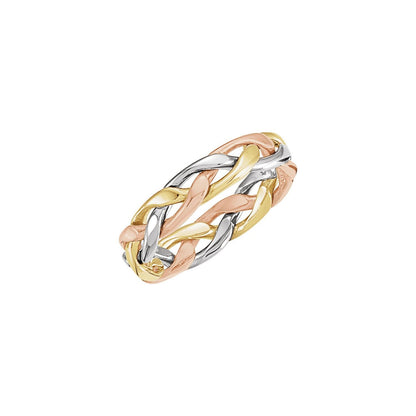 14K Yellow/White/Rose Gold Hand-Woven Band