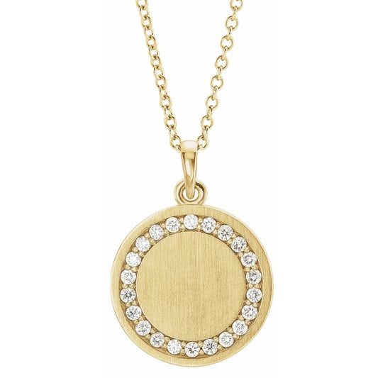 14K Yellow Gold 1/5 CTW Natural Diamond Engravable 16-18" Necklace