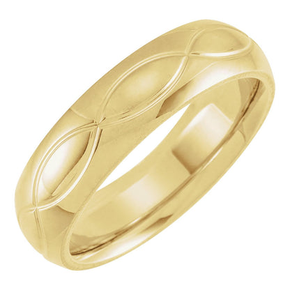 14K Yellow Gold Infinity-Inspired Comfort-Fit Half Round Band