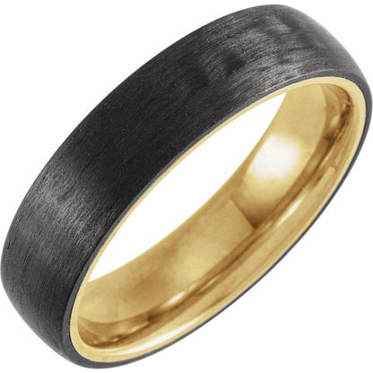 18K Yellow Gold PVD Titanium Comfort-Fit Half Round Band