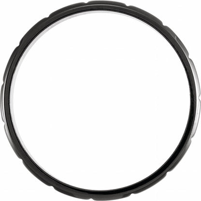 Black PVD Titanium Grooved Comfort-Fit Flat Band