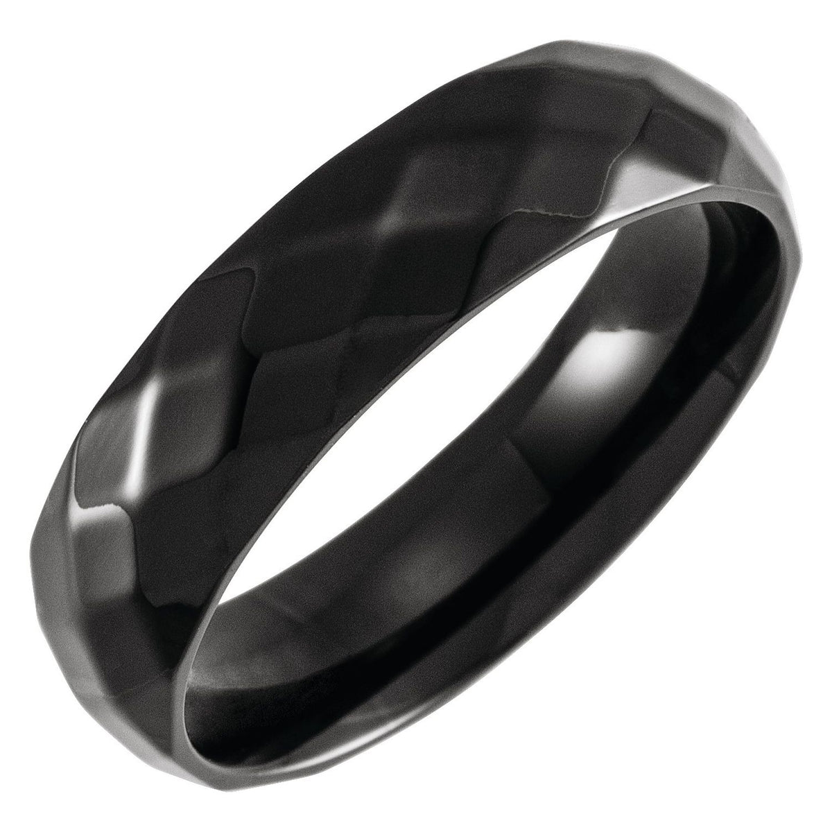 Black PVD Titanium Geometric Faceted Comfort-Fit Band