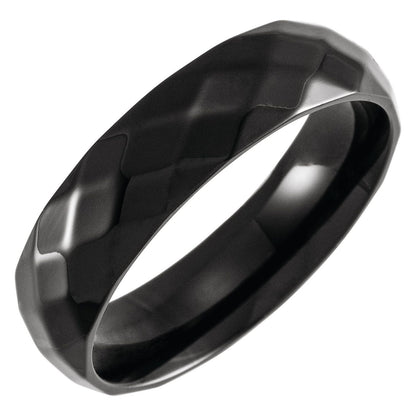 Black PVD Titanium Geometric Faceted Comfort-Fit Band