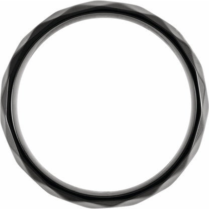 Black PVD Titanium Geometric Faceted Comfort-Fit Band