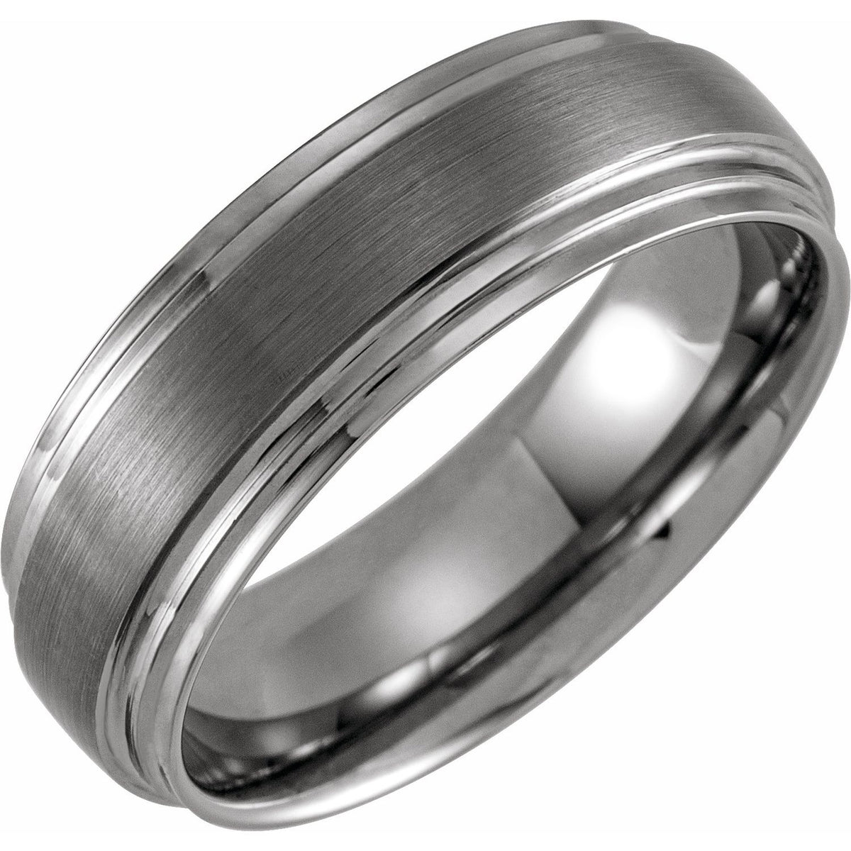 Tungsten Double Stepped-Edge Inlay Comfort-Fit Band