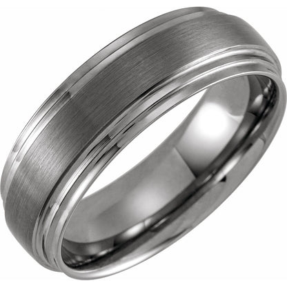 Tungsten Double Stepped-Edge Inlay Comfort-Fit Band