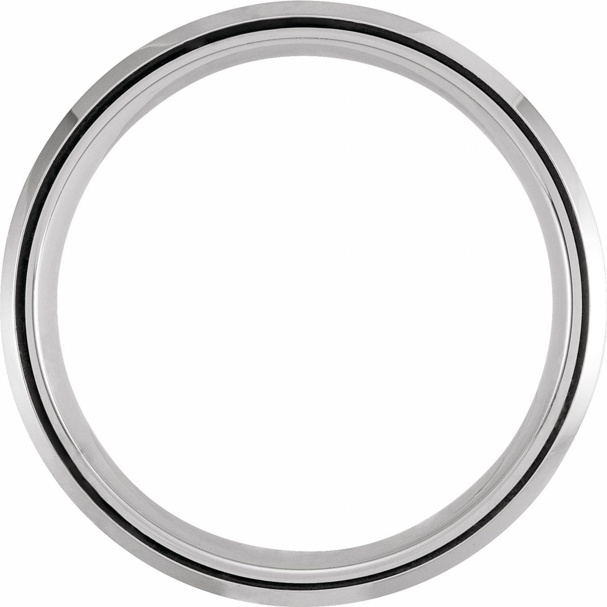 White PVD Tungsten Beveled-Edge Grooved Comfort-Fit Band