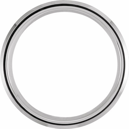 White PVD Tungsten Beveled-Edge Grooved Comfort-Fit Band