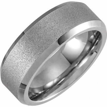 White PVD & Tungsten Inlay Beveled-Edge Comfort-Fit Band