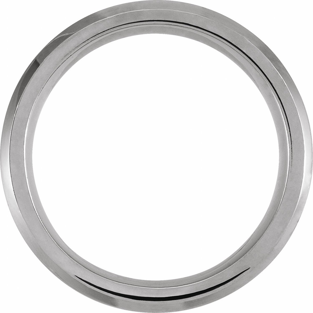 White PVD & Tungsten Inlay Beveled-Edge Comfort-Fit Band