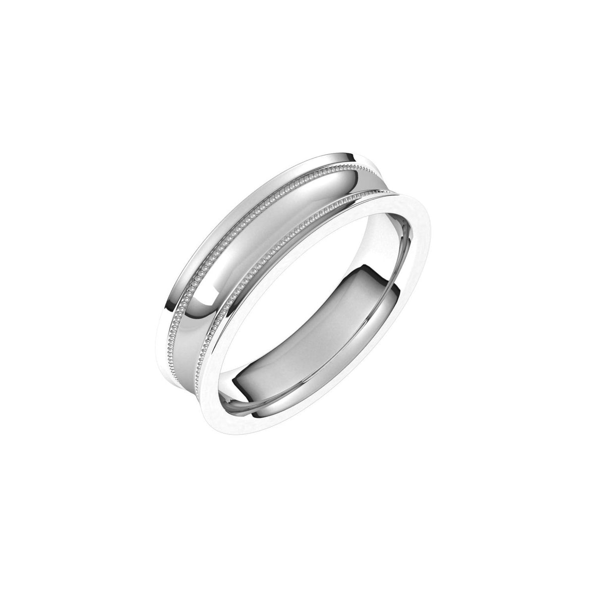 Milgrain Stepped-Edge Concave Band, 5 mm