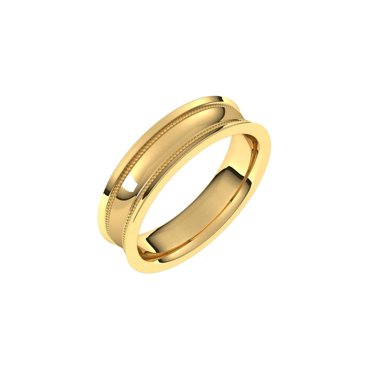 Milgrain Stepped-Edge Concave Band, 5 mm