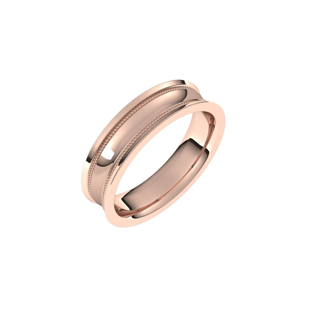 Milgrain Stepped-Edge Concave Band, 5 mm