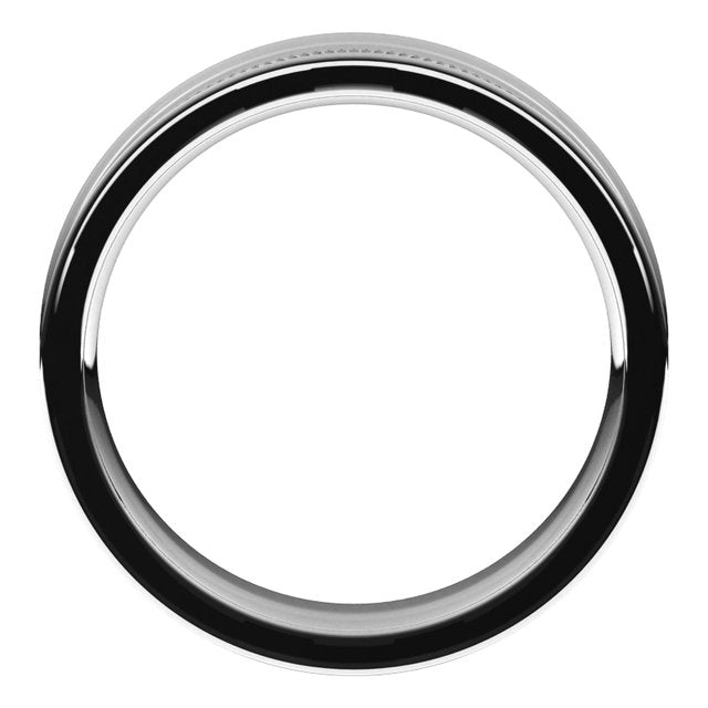 14K White Gold Milgrain Stepped-Edge Concave Band