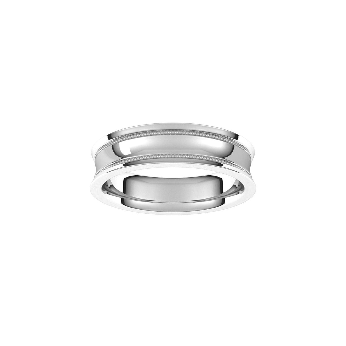 Milgrain Stepped-Edge Concave Band, 5 mm