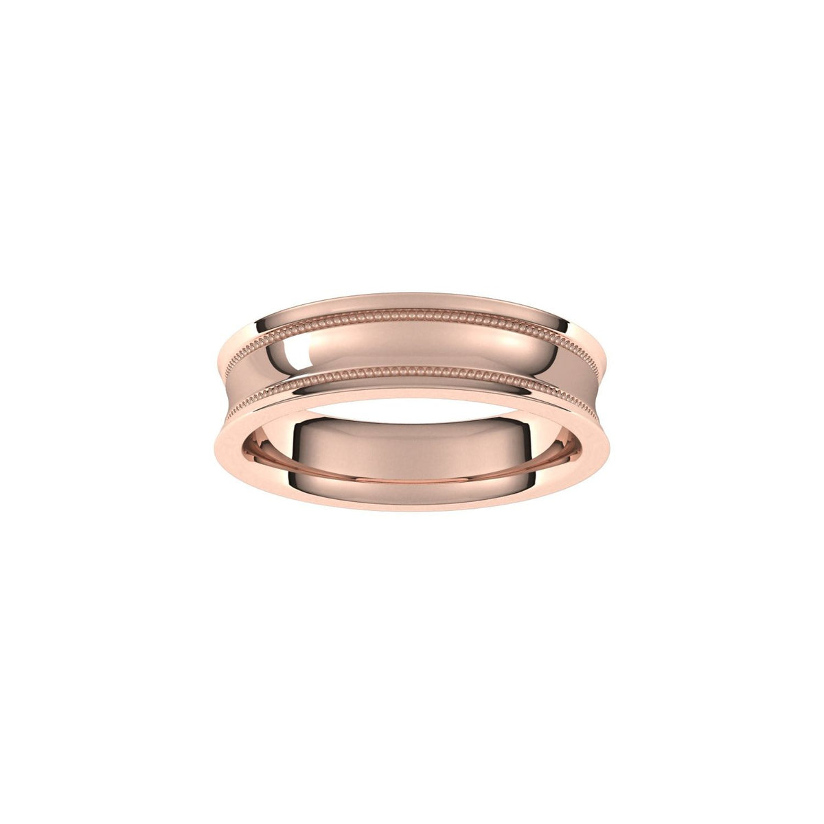 Milgrain Stepped-Edge Concave Band, 5 mm