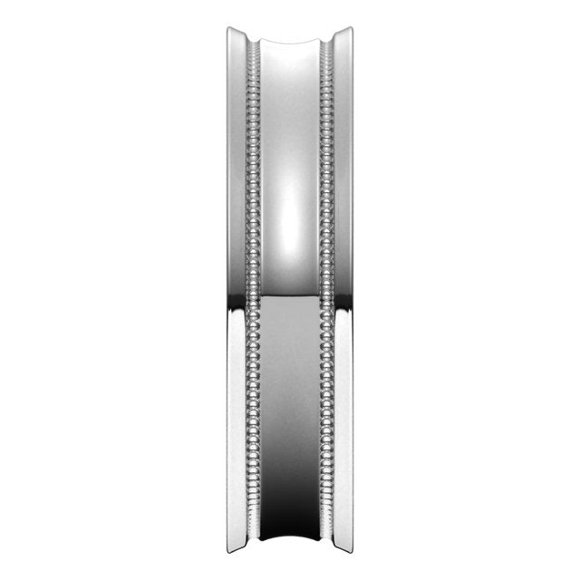 14K White Gold Milgrain Stepped-Edge Concave Band