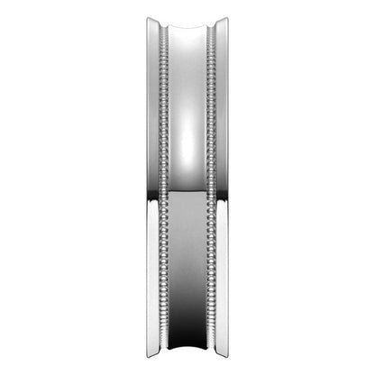 14K White Gold Milgrain Stepped-Edge Concave Band