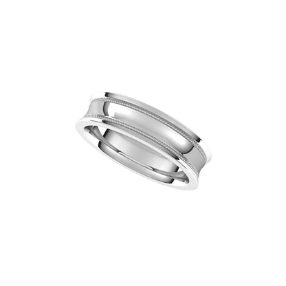 Milgrain Stepped-Edge Concave Band, 5 mm
