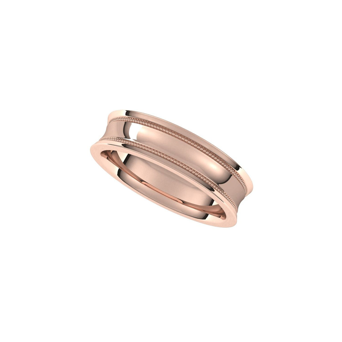 Milgrain Stepped-Edge Concave Band, 5 mm