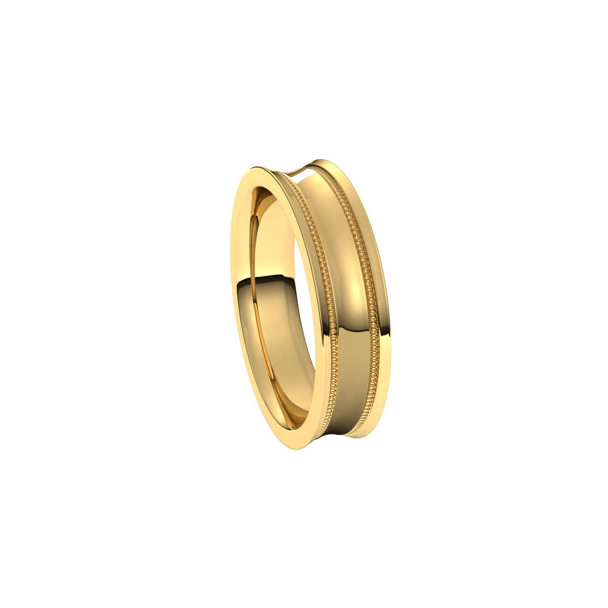 Milgrain Stepped-Edge Concave Band, 5 mm