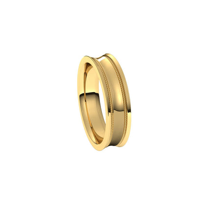 Milgrain Stepped-Edge Concave Band, 5 mm