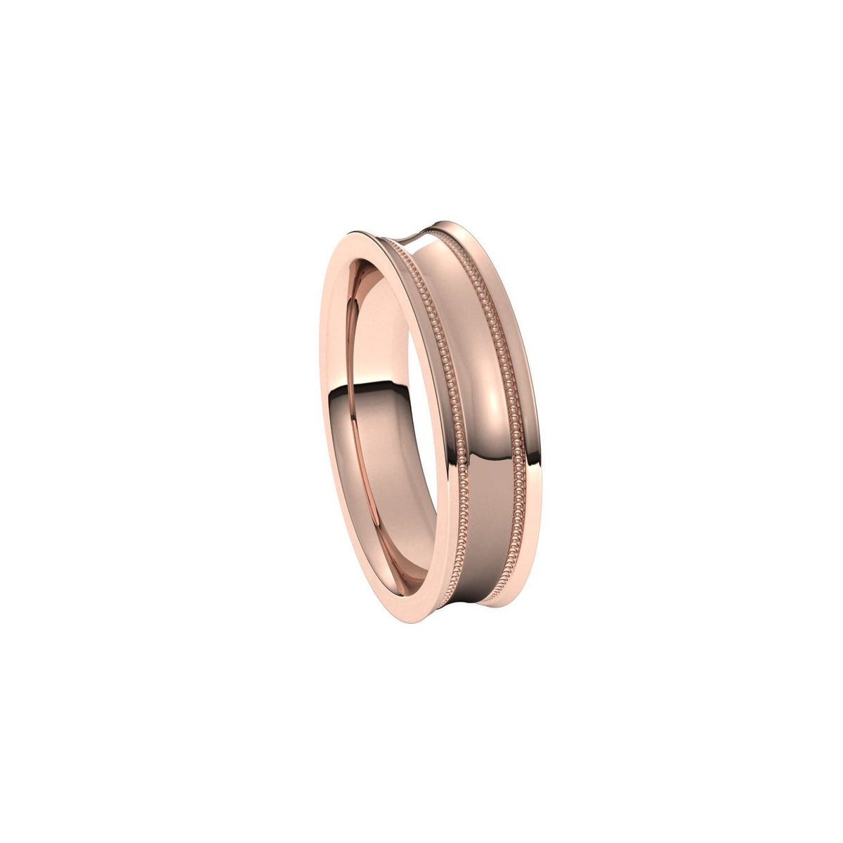 Milgrain Stepped-Edge Concave Band, 5 mm