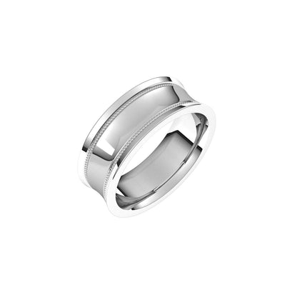 Milgrain Stepped-Edge Concave Band, 7 mm