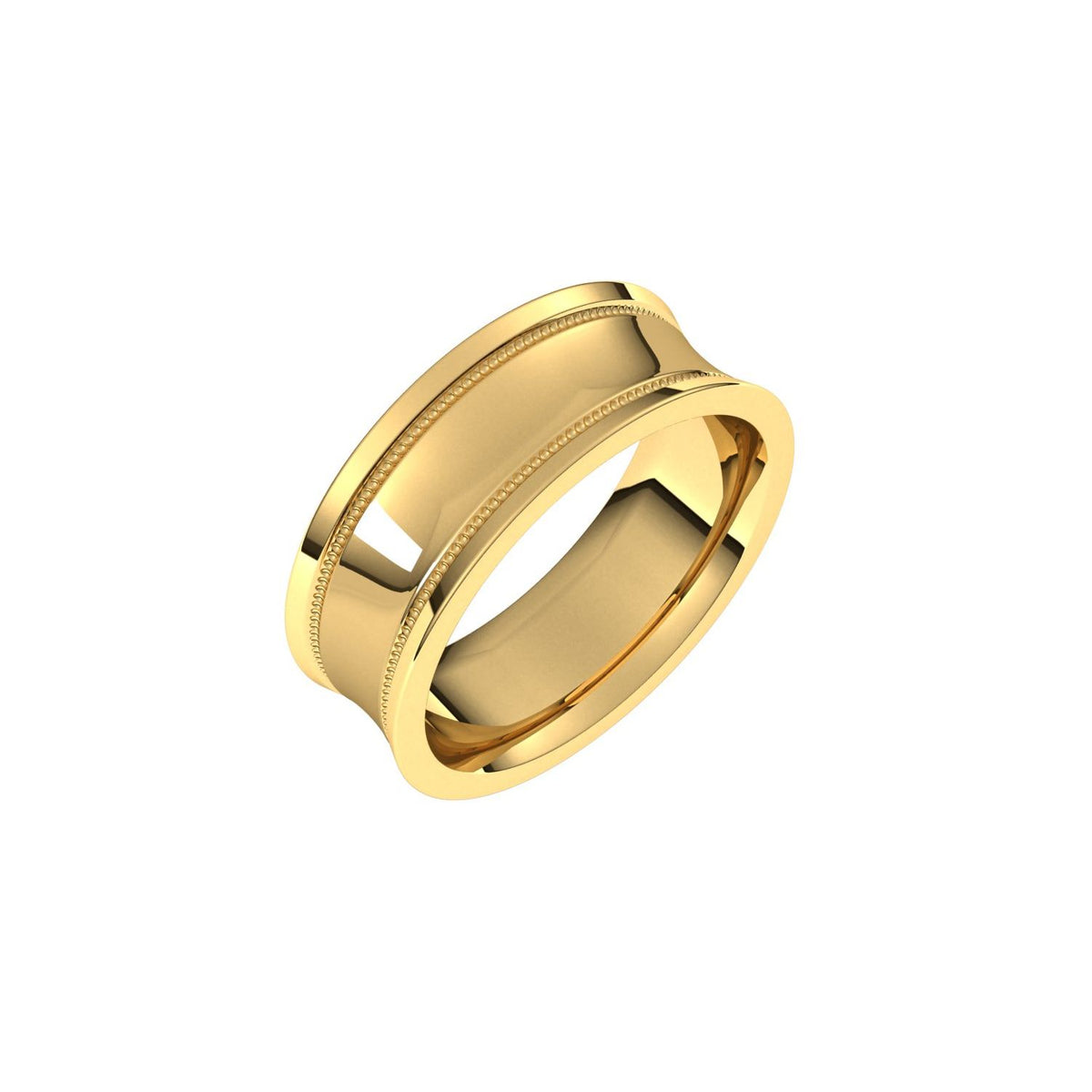 Milgrain Stepped-Edge Concave Band, 7 mm