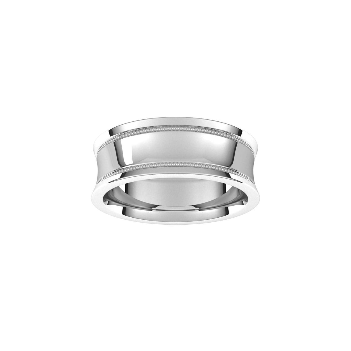 Milgrain Stepped-Edge Concave Band, 7 mm