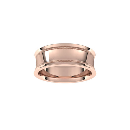 Milgrain Stepped-Edge Concave Band, 7 mm