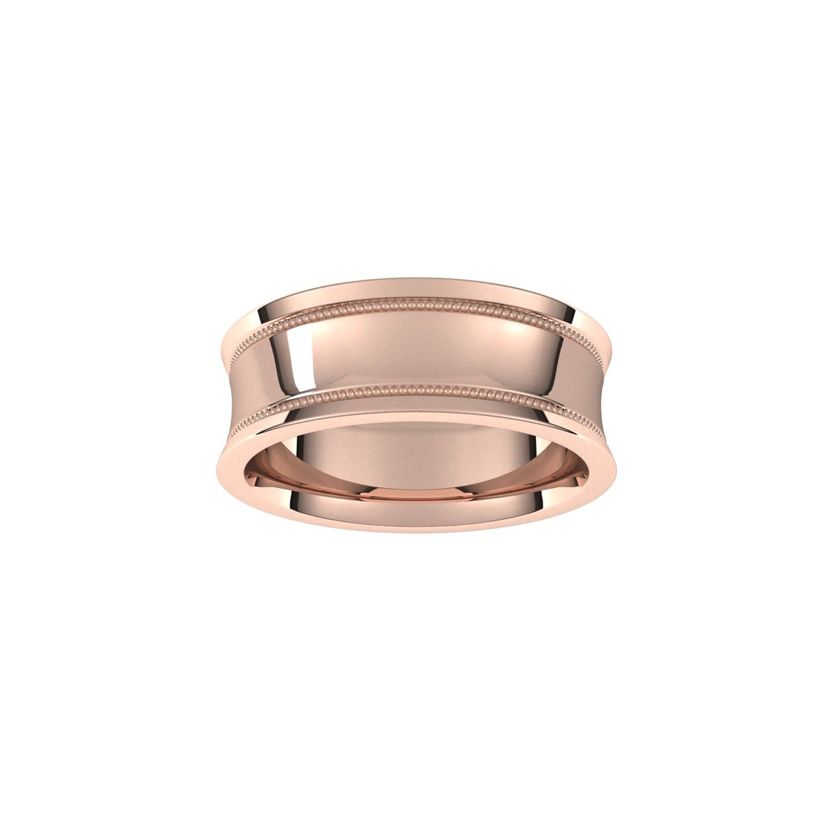 Milgrain Stepped-Edge Concave Band, 7 mm, Style 2