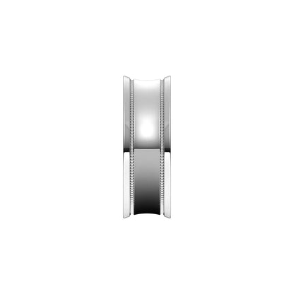 Milgrain Stepped-Edge Concave Band, 7 mm