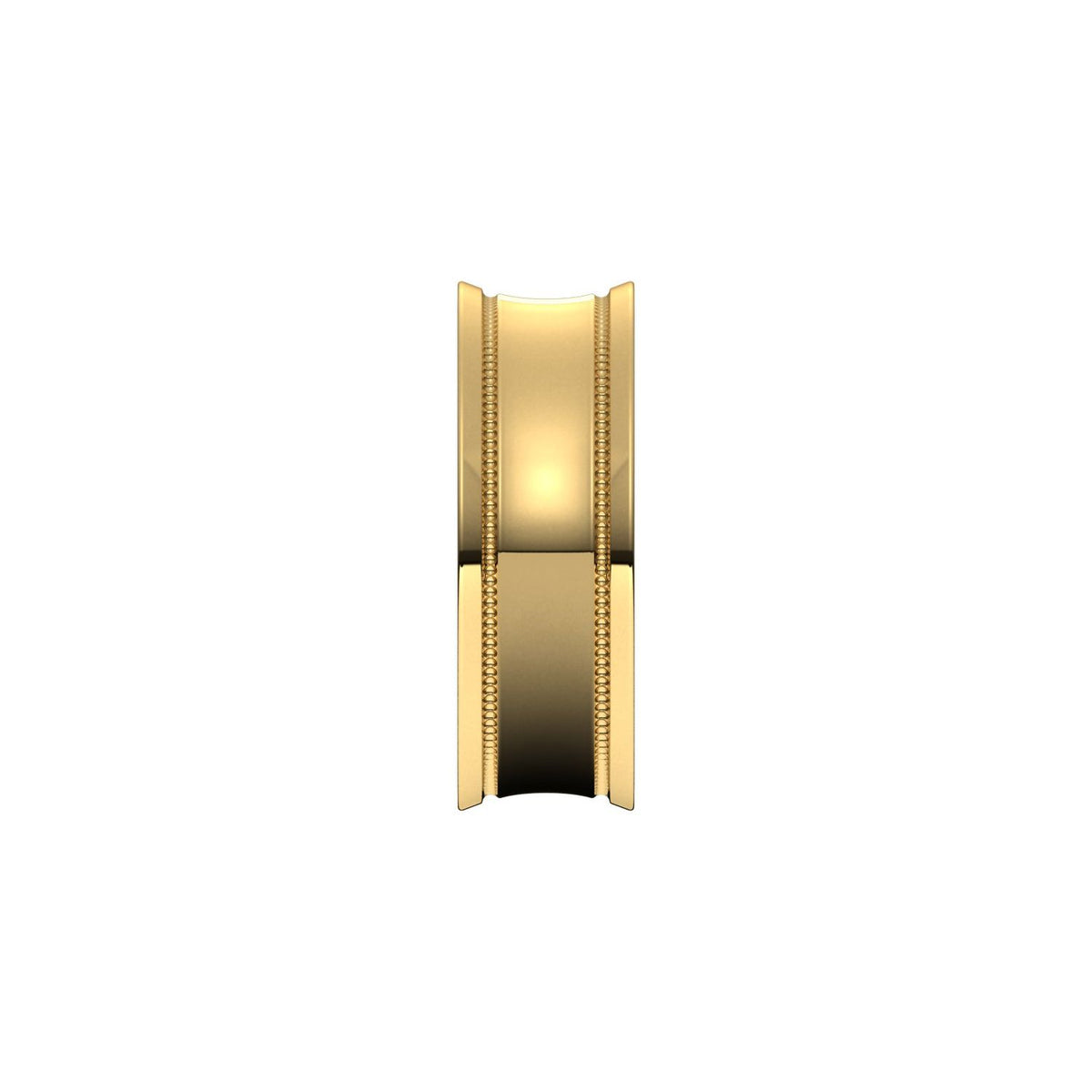 Milgrain Stepped-Edge Concave Band, 7 mm