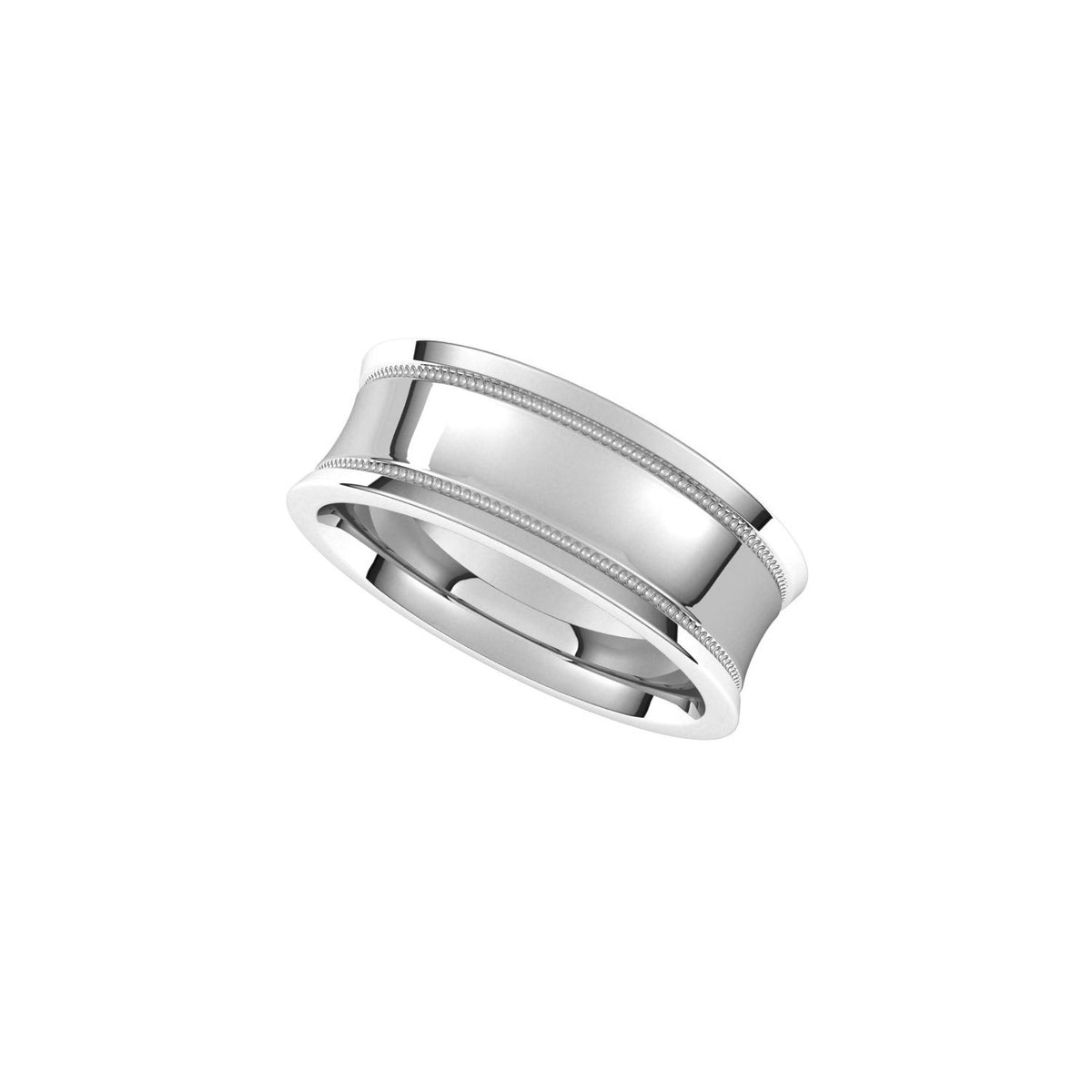 Milgrain Stepped-Edge Concave Band, 7 mm